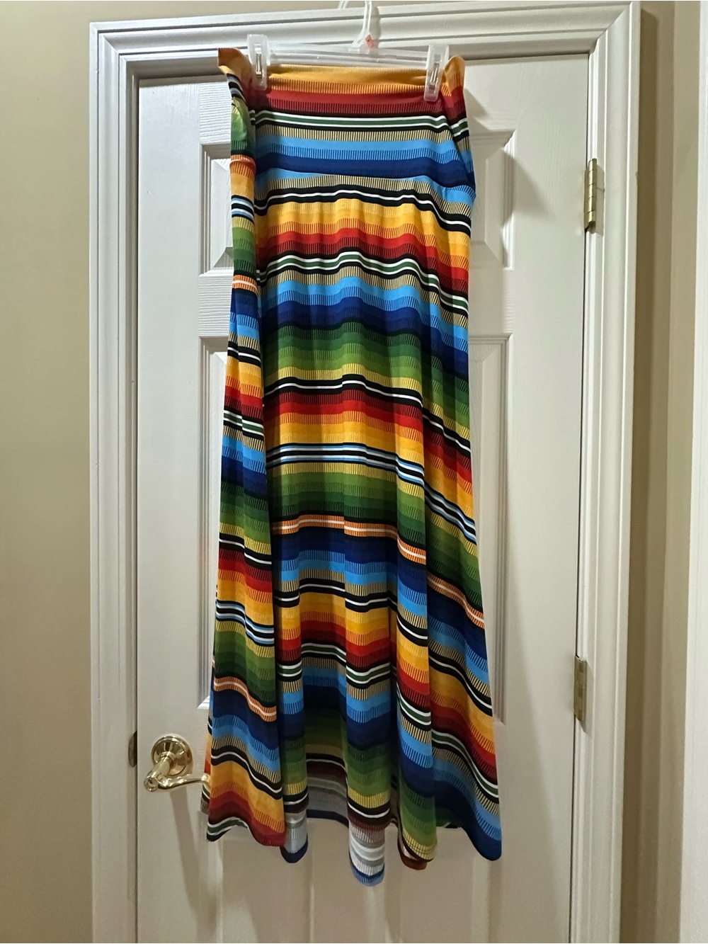 LuLaRoe Bright Multi-Stripe Maxi Skirt in Blue, Green, Yellow, Red